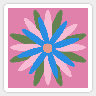 Pink, blue, green, simple, scandi flower Sticker